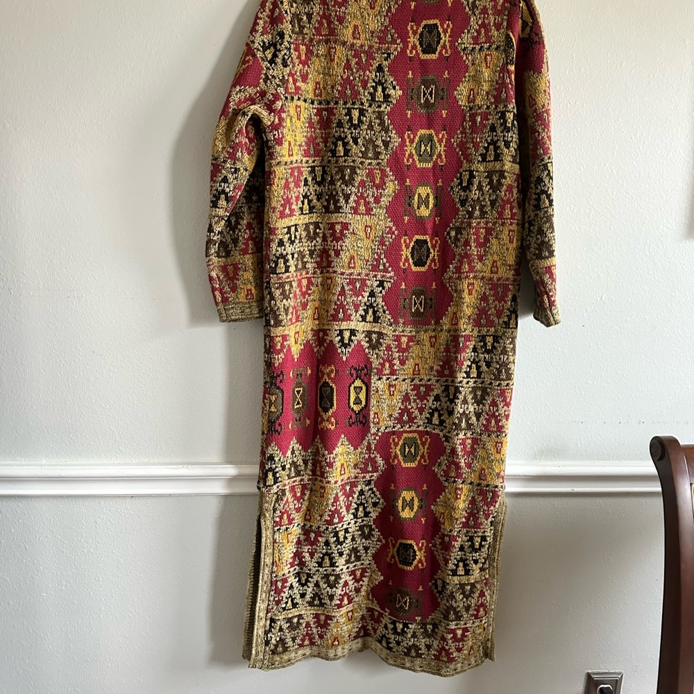 Soft Surroundings Multicolor Tapestry Long Sleeve Maxi Length Buttoned Cardigan - Picture 12 of 13